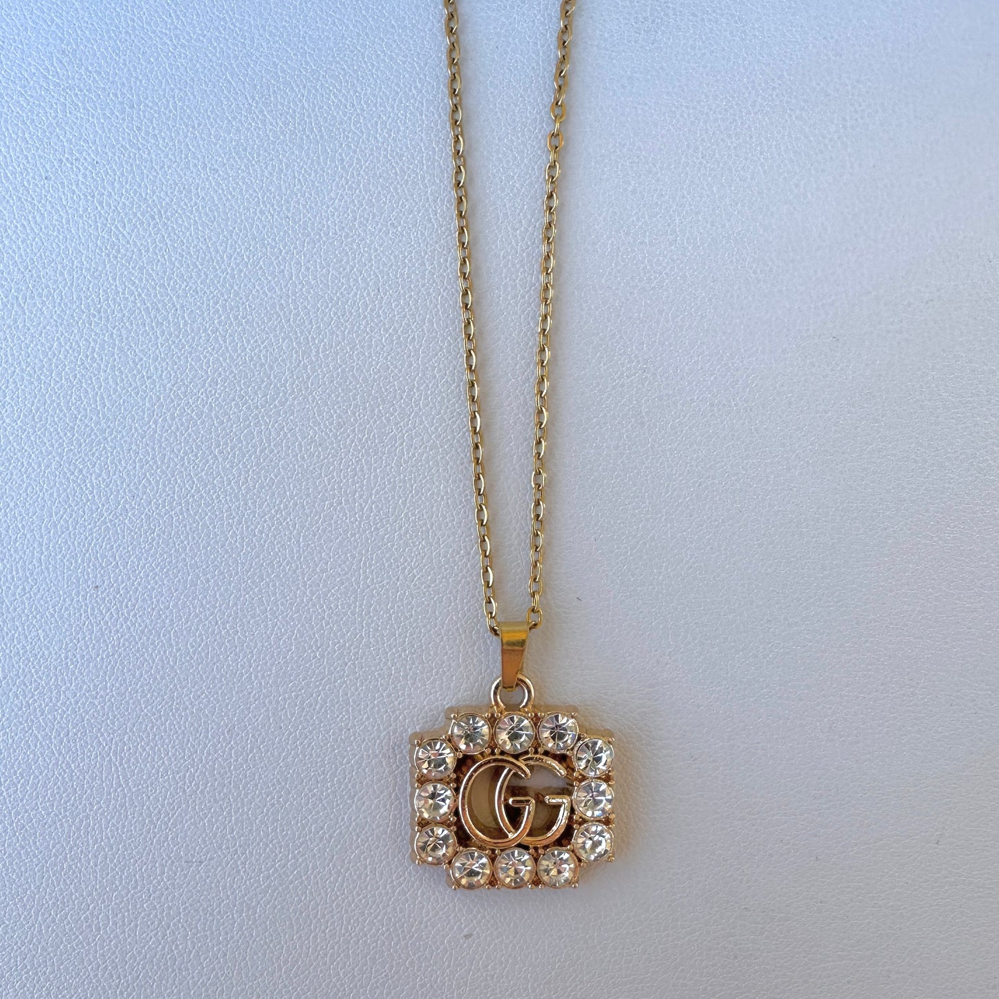 Necklace, Mini Clear GG w/ Gold Filled Chain