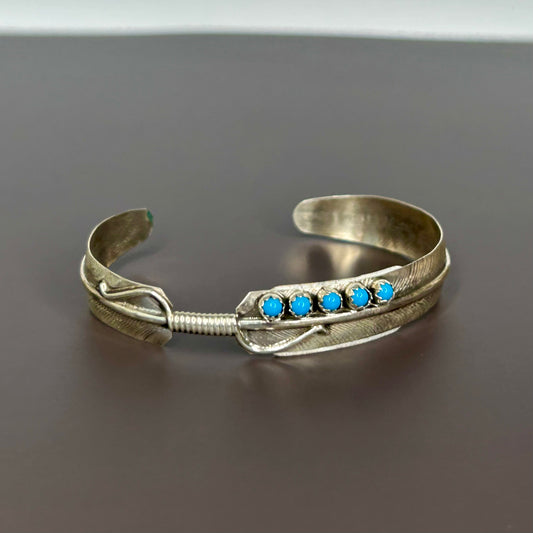 Bracelet, Sterling Silver Feather Cuff