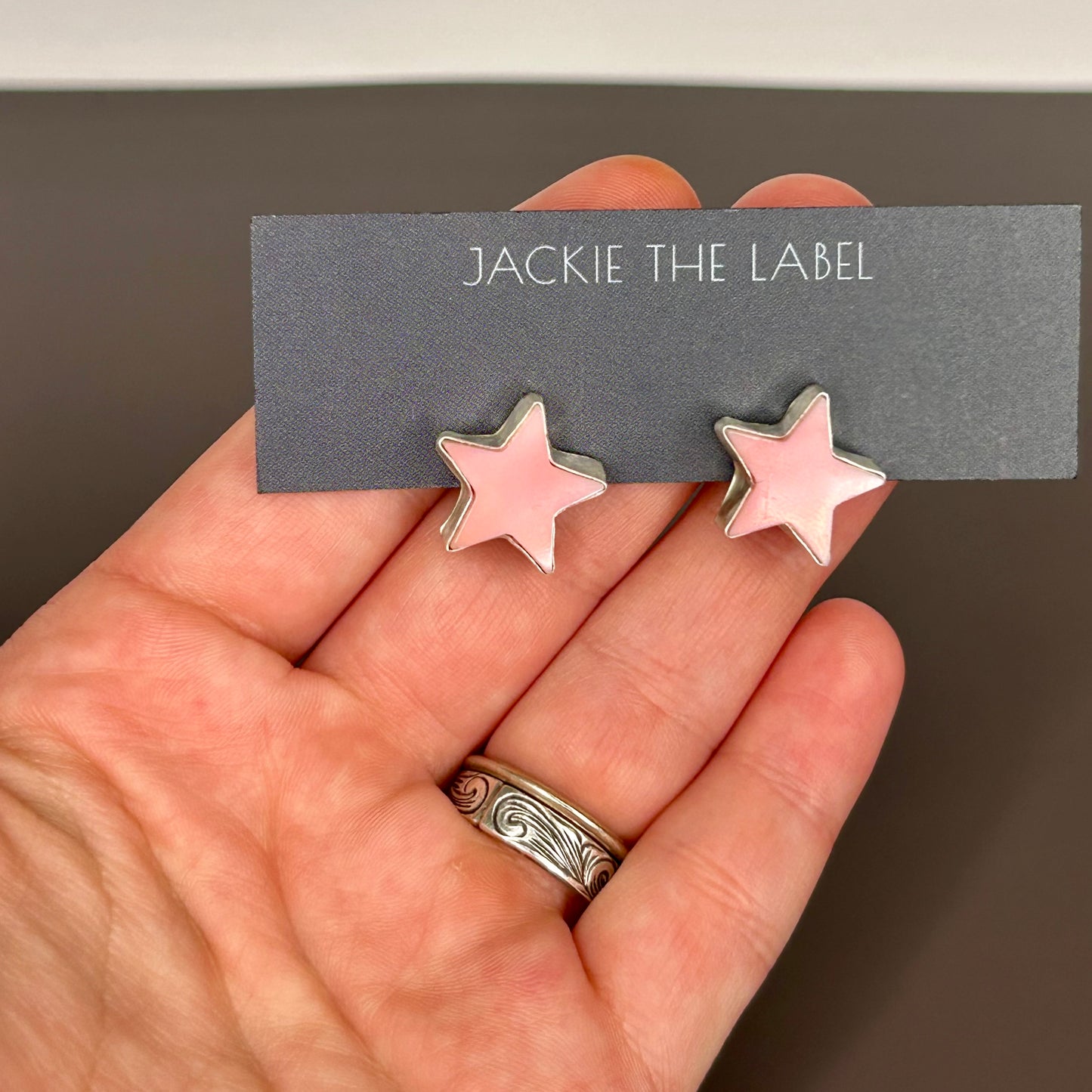 Earrings, Pink Conch Star Studs