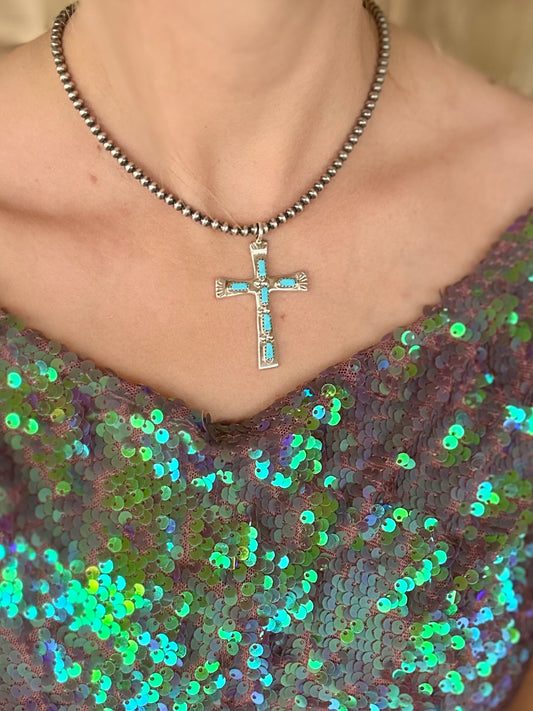 Necklace Set, Turquoise Cross