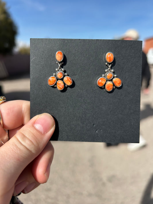 Earrings, Spiny Oyster Cluster Dangles